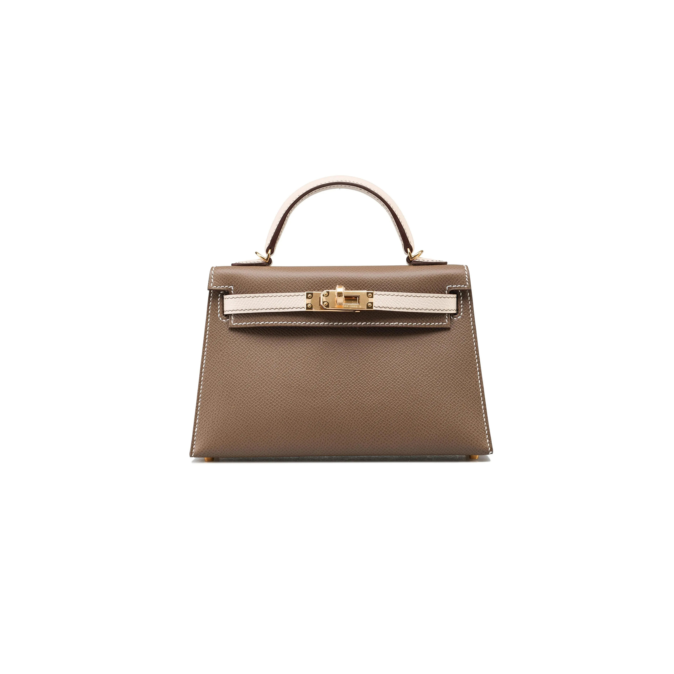 HERMÈS MINI KELLY 20 II ETOUPE CRAEI VEAU EPSOM WITH BRUSHED GOLD HARDWARE (19*12*5.5cm) 